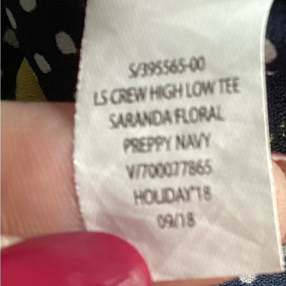 Banana Republic Saranda Floral Hi Lo Top Shirt Ballet Neck Navy Polka Dot EUC - Picture 8 of 8